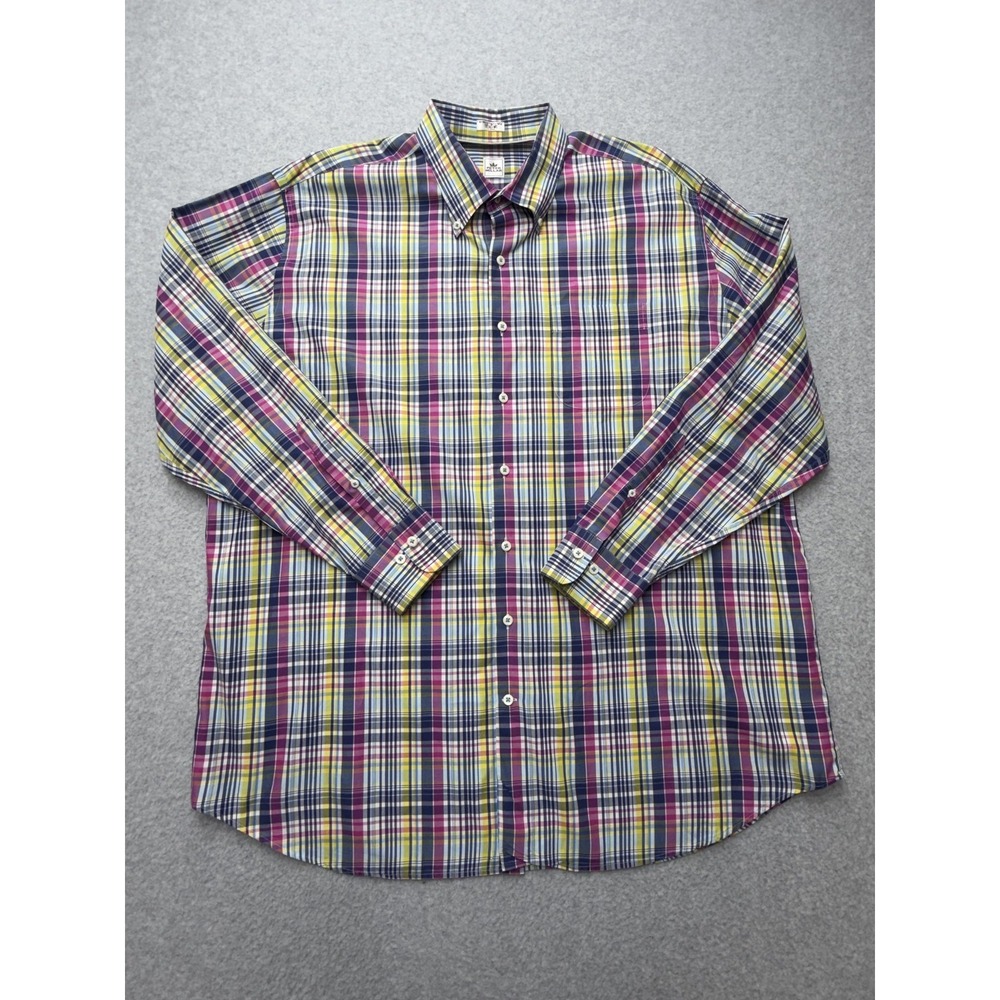 Peter Millar Shirt Mens 2XL Multicolor Plaid Long Sleeve Button Front Casual